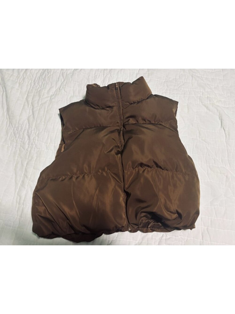 Shein Brown Puffer Vest With Zipper Closure Size M Lightweight Outerwear